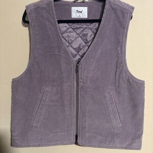 Aritzia TNA Carlaw Vest in Lavender Purple Size Medium Corduroy Ribbed Quilted